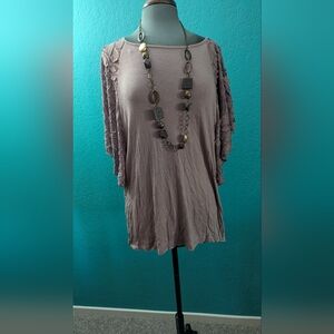 Women's Mauve Top with Ruffle Sleeves